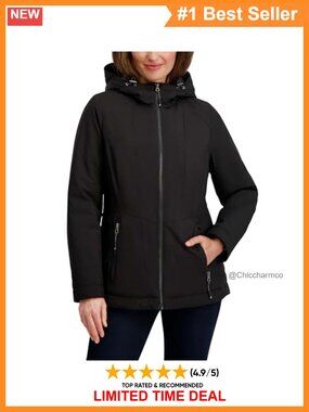 Nautica Lightweight Water Resistant Rain Jacket Hooded Zip